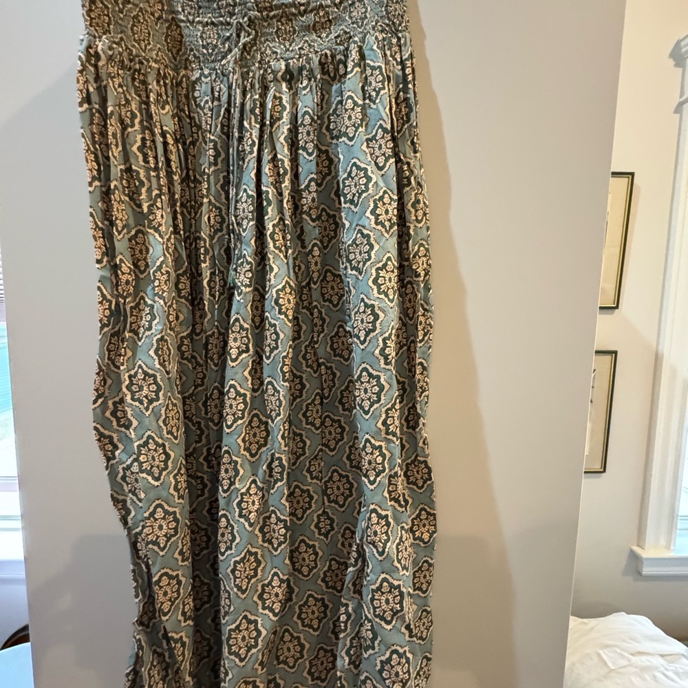 Zara Brown Tan Maxi Wrap Skirt with Smocked Ruffles